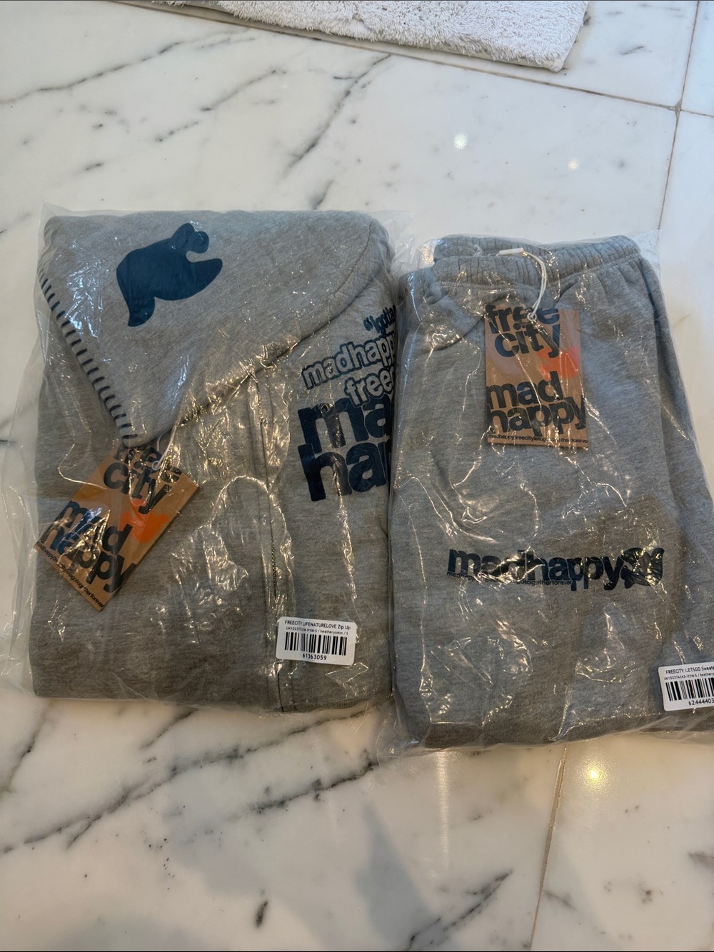 Madhappy FREE CITY gray Logo Hoodie and pants set size S